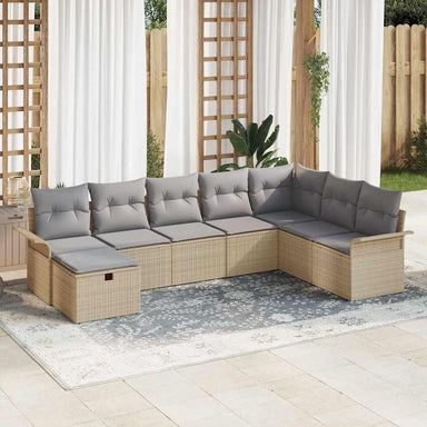 Tuin Sofa Set met kussen 8 pcs Beige en Licht Grijs poly rattan