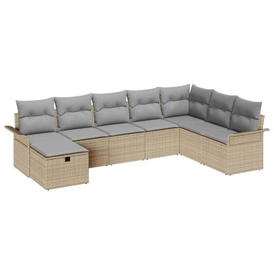 Tuin Sofa Set met kussen 8 pcs Beige en Licht Grijs poly rattan