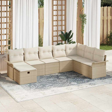 Tuin Sofa Set 8 st Beige en Crème poly rattan