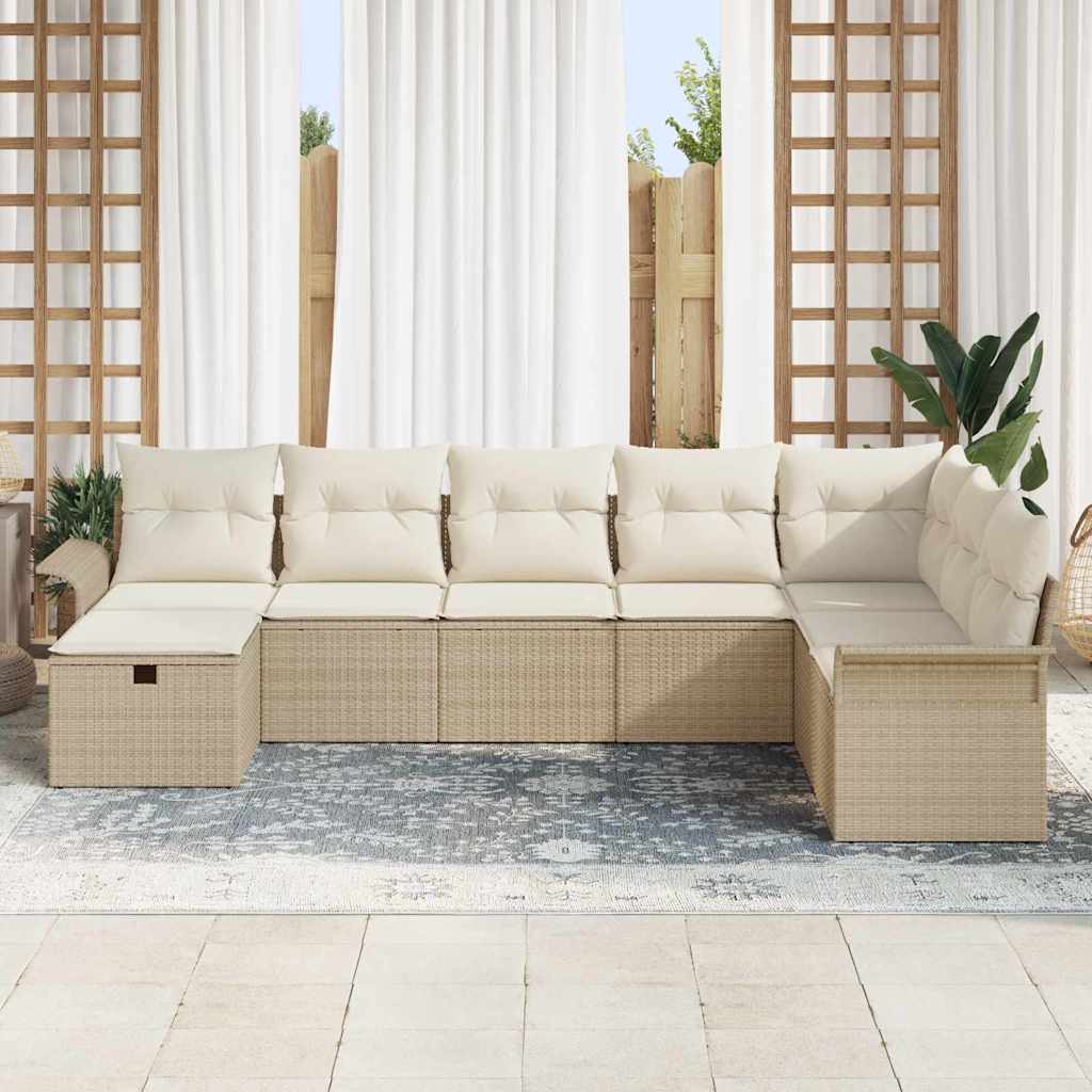 Tuin Sofa Set 8 st Beige en Crème poly rattan