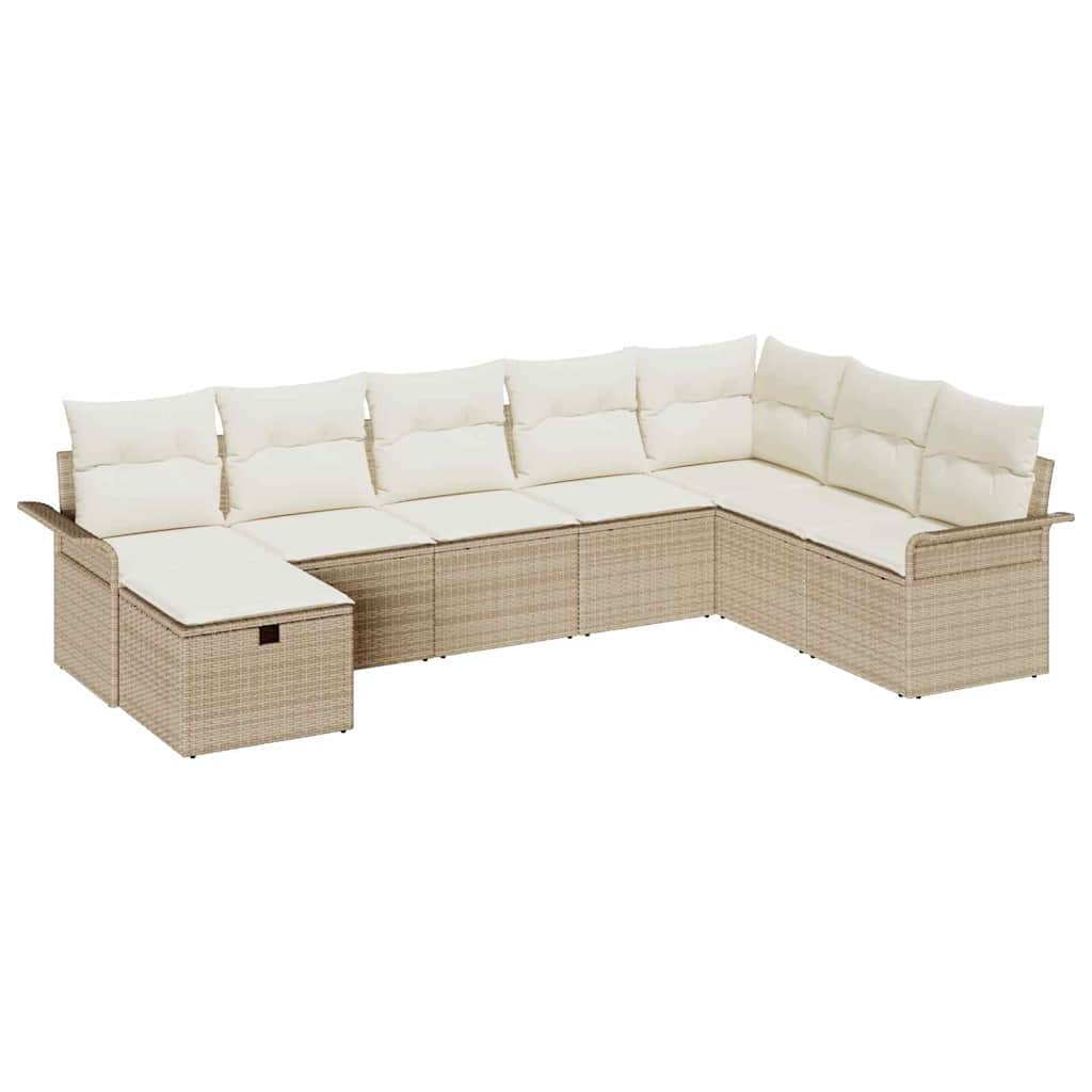 Tuin Sofa Set 8 st Beige en Crème poly rattan