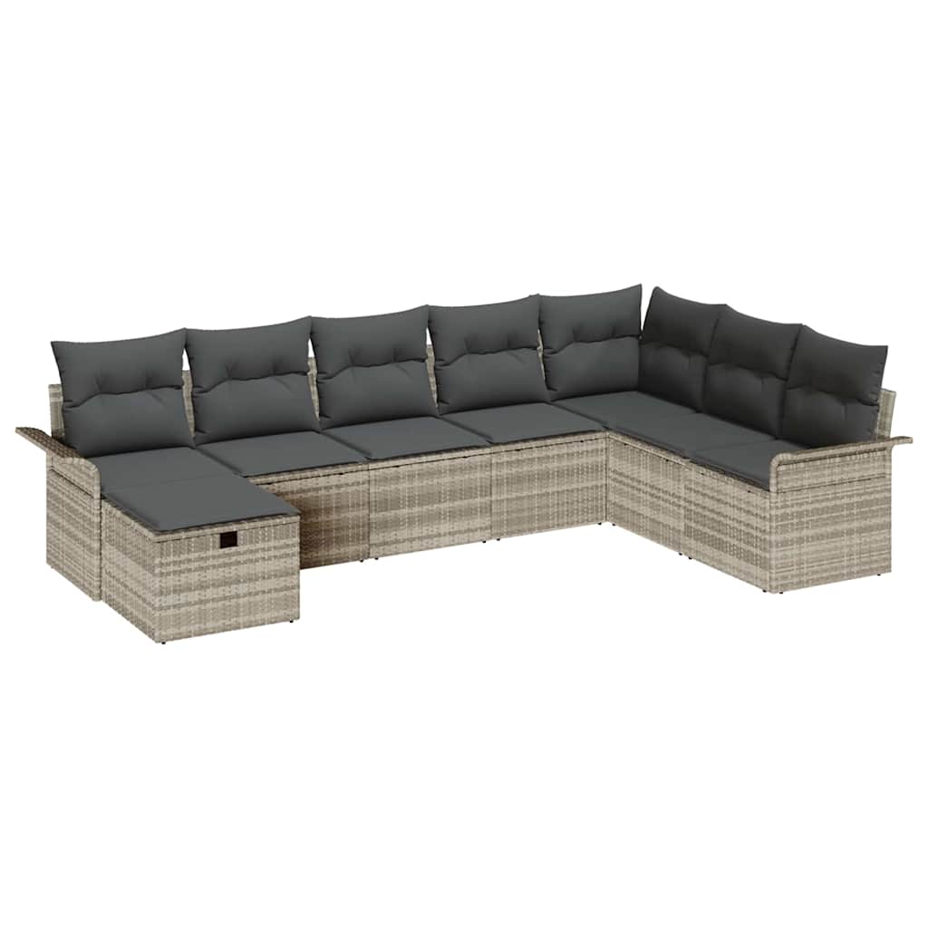 Tuin Sofa Set 8 st Lichtgrijs poly rattan
