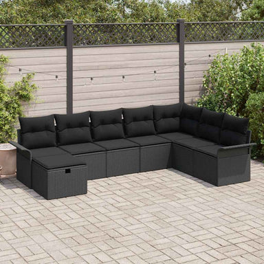 Tuin Sofa Set 8 st Zwart poly rattan