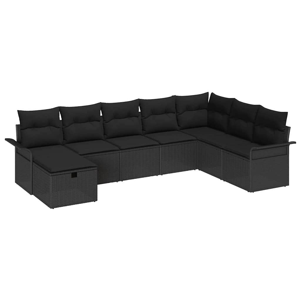Tuin Sofa Set 8 st Zwart poly rattan
