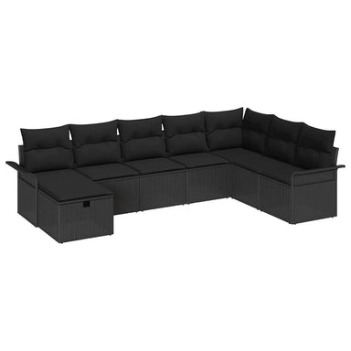 Tuin Sofa Set 8 st Zwart poly rattan