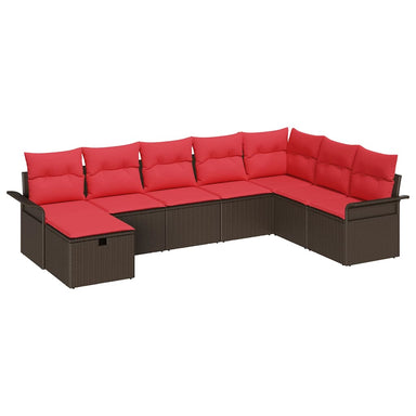 Tuin Sofa Set 8 st Bruin en Rood poly rattan