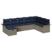 Tuin Sofa Set 8 st Grijs en Marineblauw poly rattan