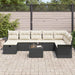 Tuin Sofa Set met kussen 9 pcs Zwart en Crème poly rattan