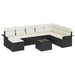 Tuin Sofa Set met kussen 9 pcs Zwart en Crème poly rattan