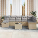 Tuin Sofa Set met kussen 9 pcs Beige en Licht Grijs poly rattan