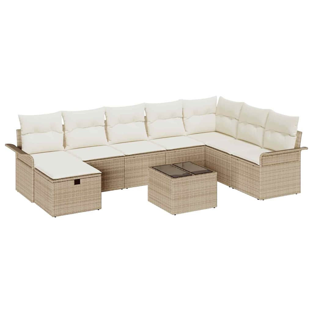 Tuin Sofa Set 9 st Beige en Crème poly rattan