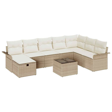 Tuin Sofa Set 9 st Beige en Crème poly rattan