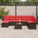 Tuin Sofa Set 9 st Bruin en Rood poly rattan