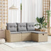 Tuinbankenset met kussen 4 pcs Beige en Licht Grijs poly rattan