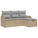 Tuinbankenset met kussen 4 pcs Beige en Licht Grijs poly rattan