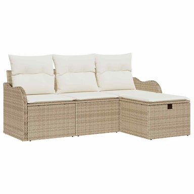 Tuinbankenset 4 st Beige en Crème poly rattan