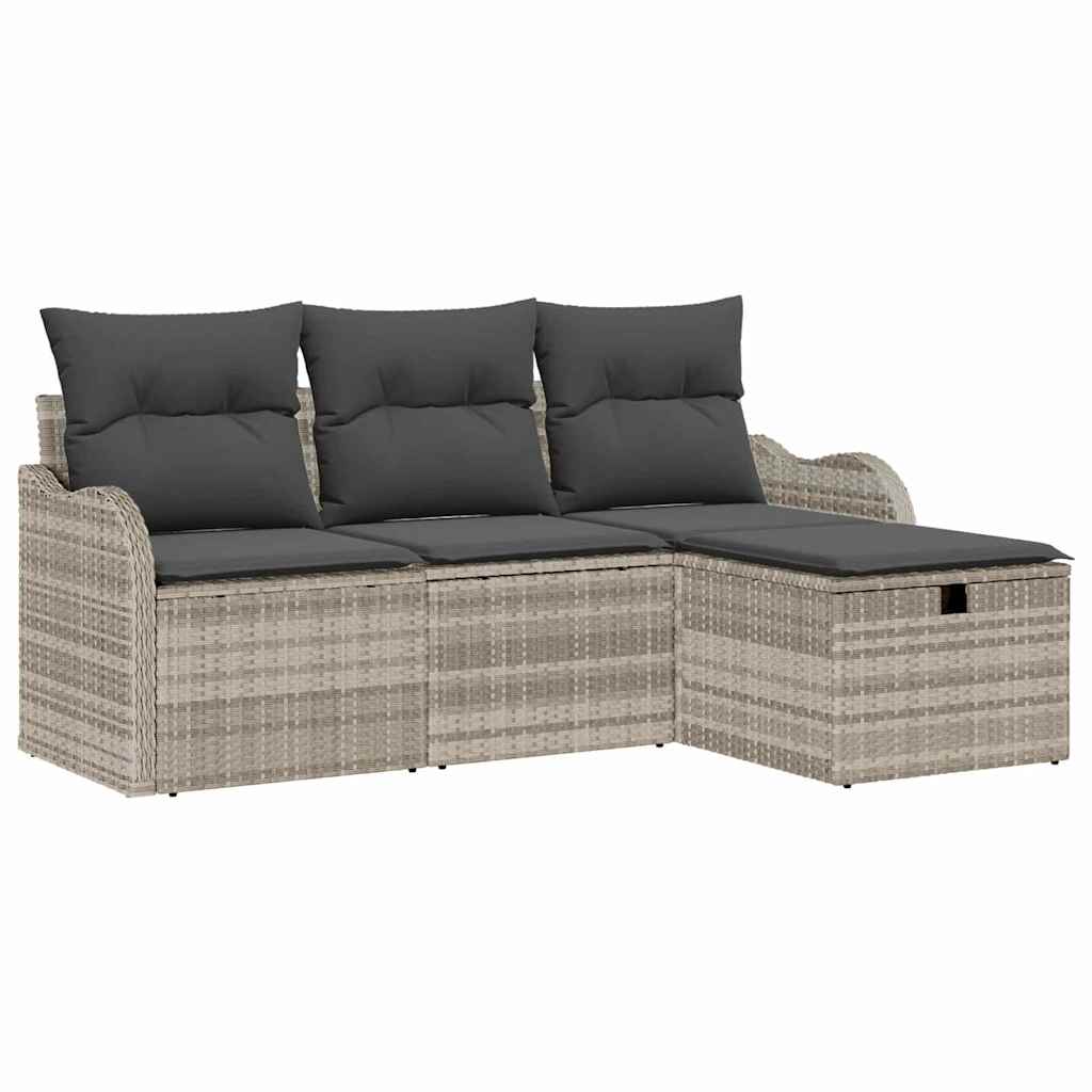 Tuinbankenset 4 st Lichtgrijs poly rattan