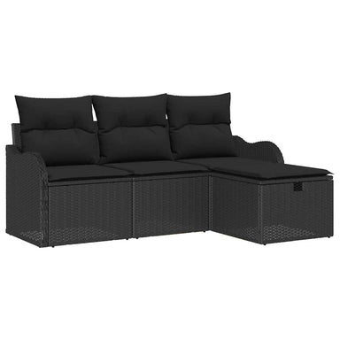 Tuinbankenset 4 st Zwart poly rattan