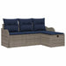 Tuin Sofa Set 4 st 3-Aantal zitplaatsen Grijs en Marineblauw