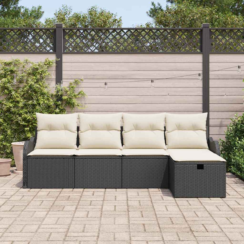 Tuin Sofa Set 5 st 4-Aantal zitplaatsen Zwart en Crème