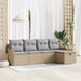 Tuin Sofa Set met kussen 5 pcs beige en lichtgrijs Poly riet