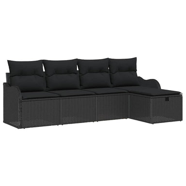 Tuin Sofa Set 5 st 4-Aantal zitplaatsen Zwart poly rattan