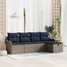 Tuin Sofa Set 5 st 4-Aantal zitplaatsen Grijs en Marineblauw