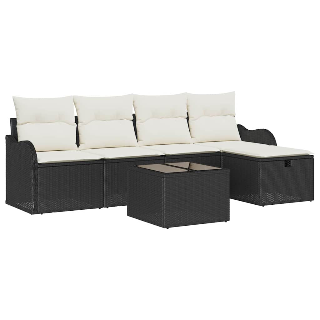 Tuin Sofa Set 6 st 4-Aantal zitplaatsen Zwart en Crème