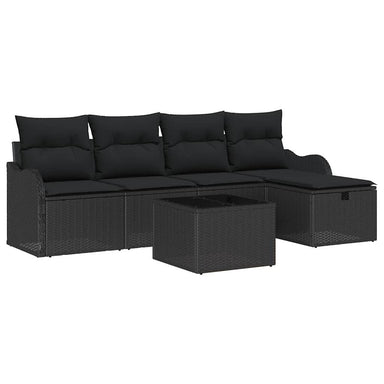 Tuin Sofa Set 6 st 4-Aantal zitplaatsen Zwart poly rattan