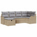 Tuin Sofa Set met kussen 6 pcs beige en lichtgrijs Poly riet