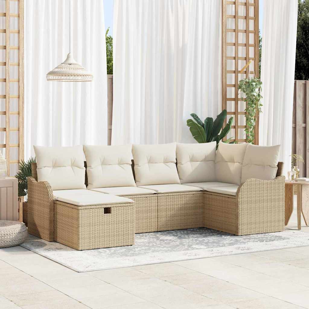 Tuin Sofa Set 6 st 6-Aantal zitplaatsen Beige en Crème