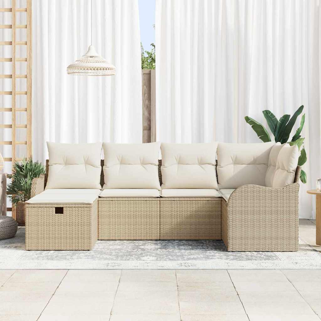 Tuin Sofa Set 6 st 6-Aantal zitplaatsen Beige en Crème