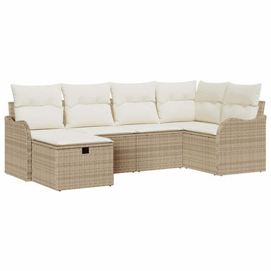 Tuin Sofa Set 6 st 6-Aantal zitplaatsen Beige en Crème