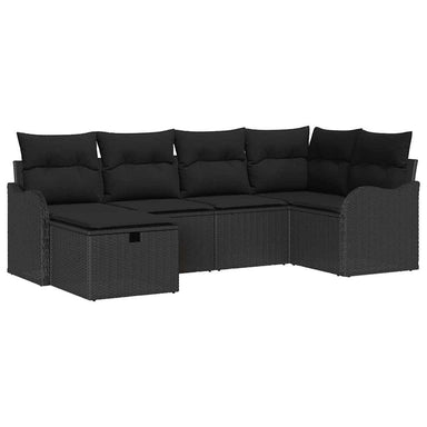 Tuin Sofa Set 6 st 6-Aantal zitplaatsen Zwart poly rattan