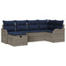 Tuinbankenset 6 st Grijs en Marineblauw poly rattan
