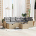 Tuin Sofa Set met kussen 7 pcs beige en lichtgrijs Poly riet