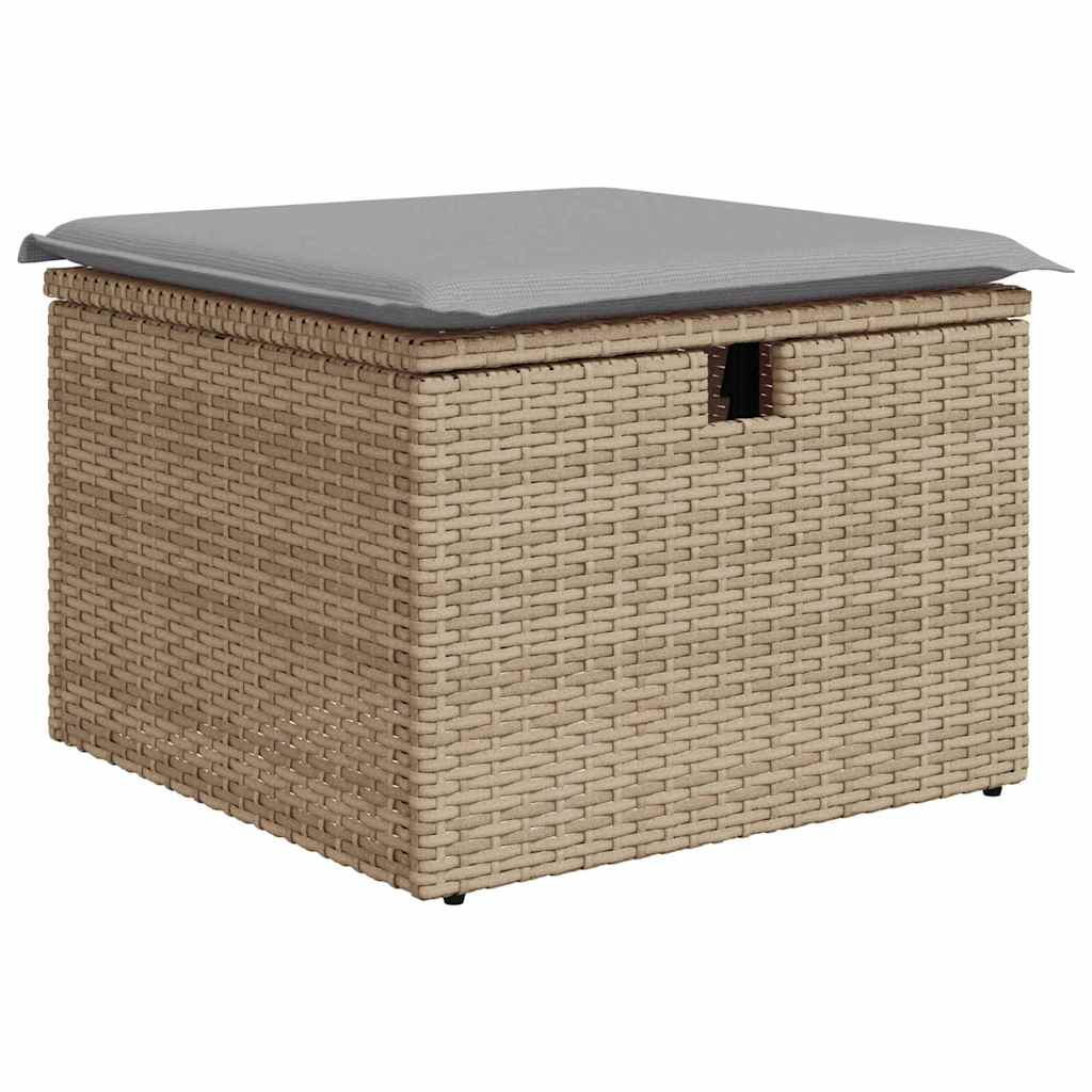 Tuin Sofa Set met kussen 7 pcs beige en lichtgrijs Poly riet
