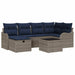 Tuinbankenset 7 st Grijs en Marineblauw poly rattan