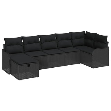 Bankstel 7 st 7-Aantal zitplaatsen Zwart poly rattan