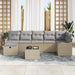 Bankstel met kussen met opslag Beige en Licht Grijs poly rattan