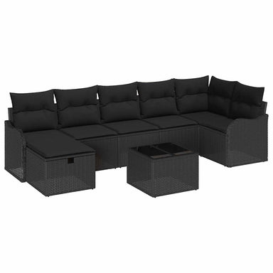 Bankstel 8 st 7-Aantal zitplaatsen Zwart poly rattan