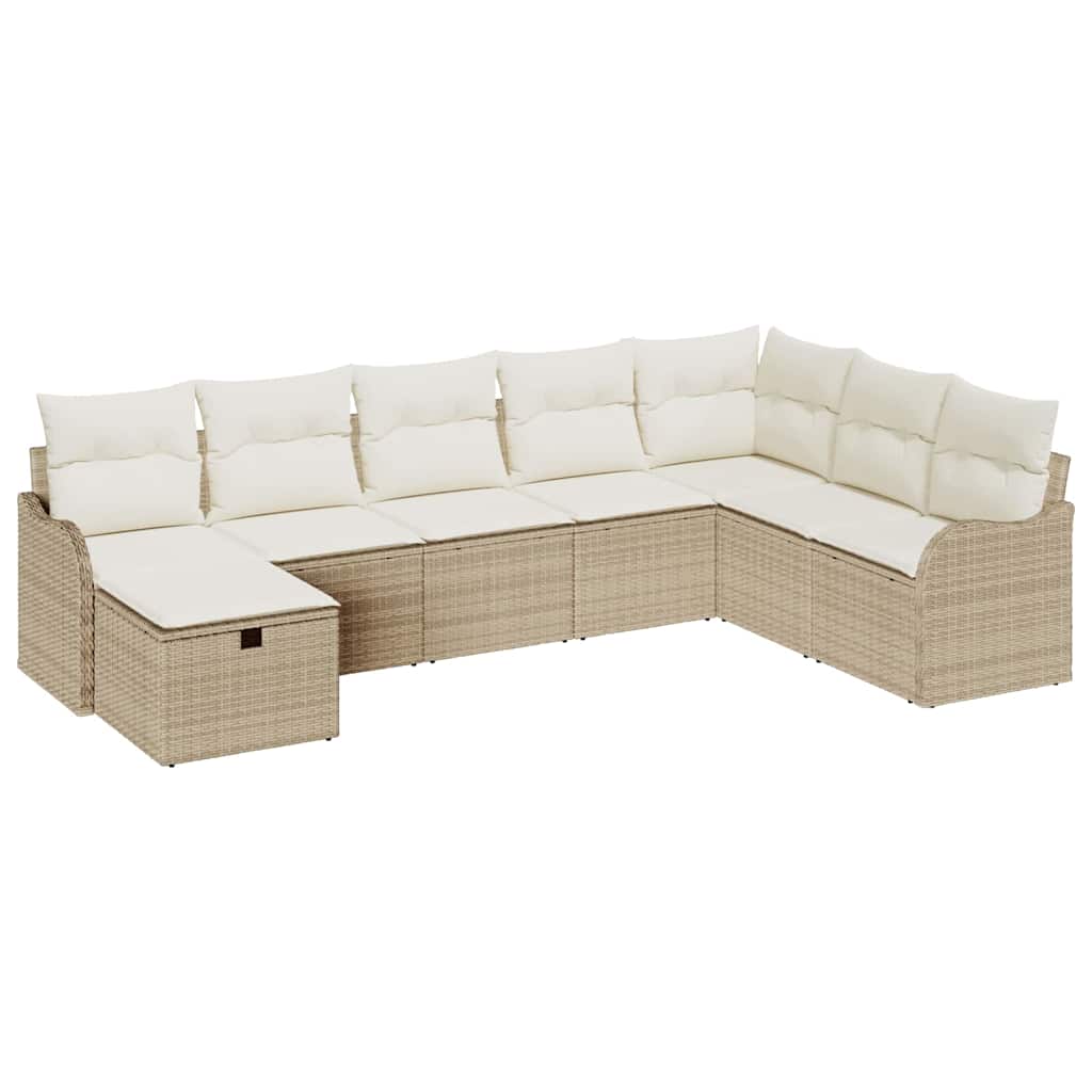 Bankstel 8 st 8-Aantal zitplaatsen Beige en Crème poly rattan