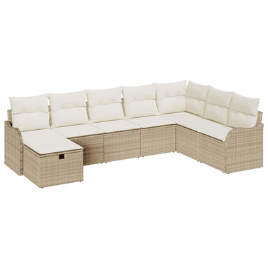 Bankstel 8 st 8-Aantal zitplaatsen Beige en Crème poly rattan