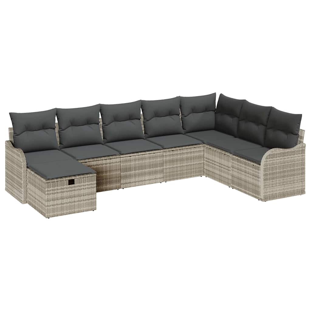 Bankstel 8 st 8-Aantal zitplaatsen Lichtgrijs poly rattan