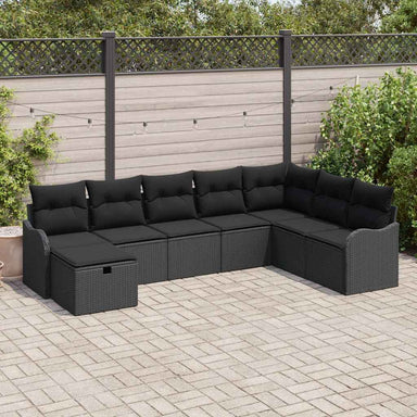 Bankstel met kussen met opslag Zwart poly rattan