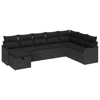 Bankstel met kussen met opslag Zwart poly rattan