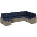 Bankstel met kussen met opslag Grijs en Marineblauw poly rattan