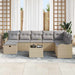 Bankstel met kussen 9 pcs Beige en Licht Grijs poly rattan