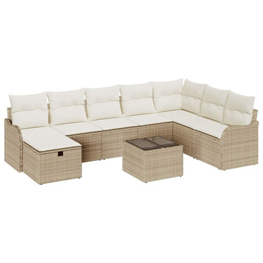 Bankstel 9 st 8-Aantal zitplaatsen Beige en Crème poly rattan