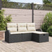 Bankstel 4 st Zwart en Crème poly rattan